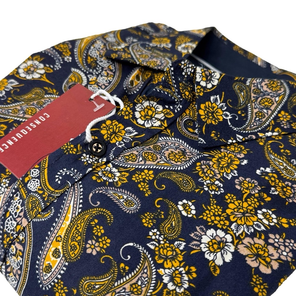 Consequence NWT Blue Paisley Button‎ Down Shirt